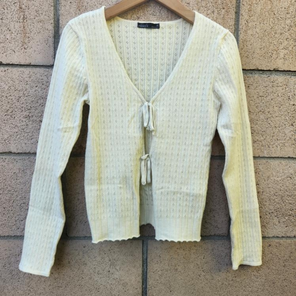 Nikka K Women's Ribbed Knit Long Sleeve Cardigan Size X-Small Light Yellow